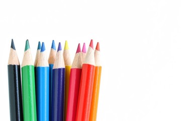 Colored Pencils on White Background