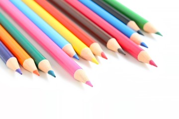 Colored Pencils on White Background
