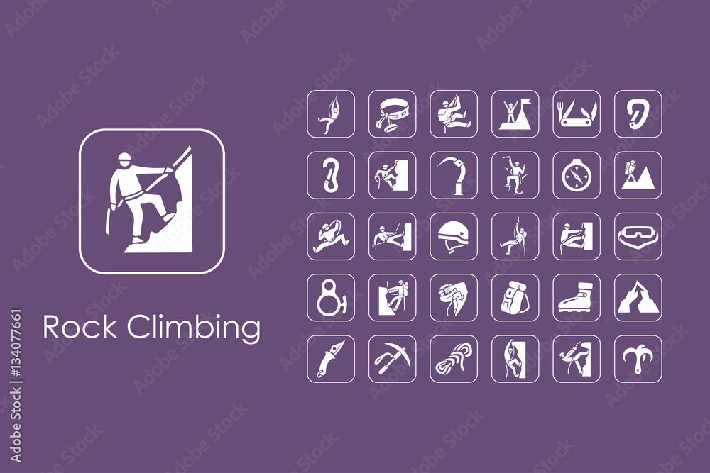 Canvas Prints set of rock climbing simple icons