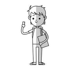 happy boy cartoon icon over white background. vector illustration