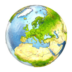 Slovenia in red on full Earth