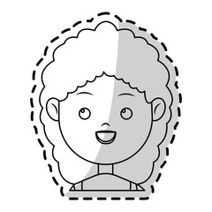 happy girl cartoon face icon over white background. vector illustration