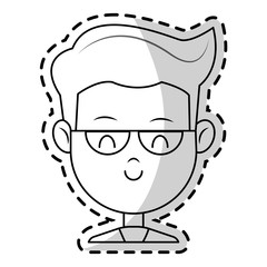 happy boy face cartoon icon over white background. vector illustration