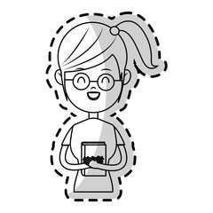 girl cartoon icon over white background. vector illustration