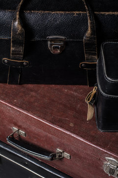 Close-up of a suitcase Traveler iron lock vintage bag