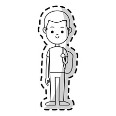 Obraz premium boy wearing casual clothes cartoon icon over white background. vector illustration