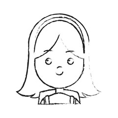 happy girl cartoon face icon over white background. vector illustration