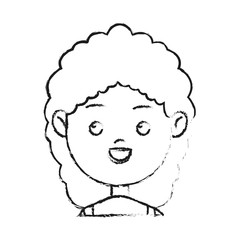happy girl cartoon face icon over white background. vector illustration