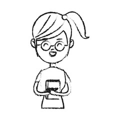 girl cartoon icon over white background. vector illustration