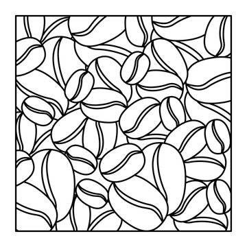 pattern square shape with coffee beans vector illustration