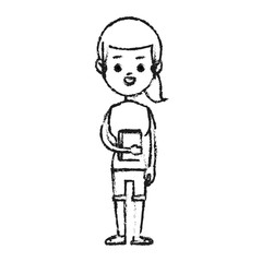 girl wearing casual clothes cartoon icon over white background. vector illustration