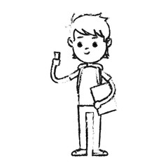 boy wearing casual clothes cartoon icon over white background. vector illustration