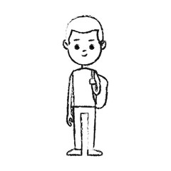 boy wearing casual clothes cartoon icon over white background. vector illustration