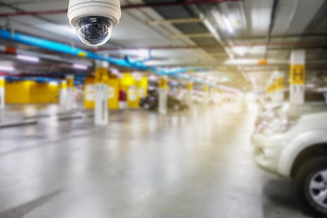 cctv camera installed on the parking lot to protection security