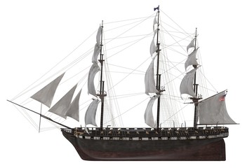 Sailboat 3D Illustration Isolated On White