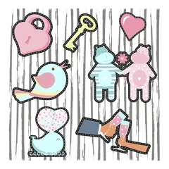 Crédence de cuisine Pop Art Fashion patch badges with love elements for Valentines day. Vector illustration isolated on white background. Set of stickers, pins, patches in cartoon 80s-90s pop-art style.  © tatianastulbo
