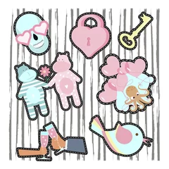 Acrylglasbilder Pop Art Fashion patch badges with love elements for Valentines day. Vector illustration isolated on white background. Set of stickers, pins, patches in cartoon 80s-90s pop-art style.  © tatianastulbo