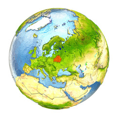 Belarus in red on full Earth