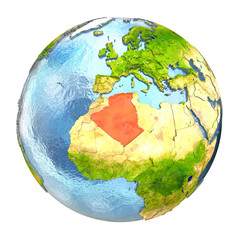 Algeria in red on full Earth