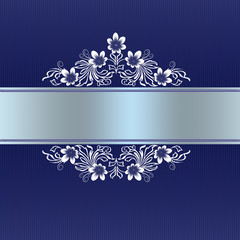 Elegant blue border with white floral ornament
