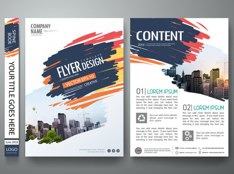 Brochure design template vector. Flyers report business magazine poster. Abstract painting on cover book portfolio. Presentation brush concept in A4 layout.