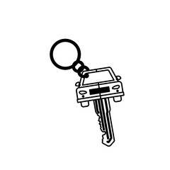 silhouette key ring in car shape vector illustration