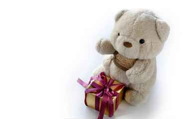Cute Teddy Bear with Elegance Golden Gift Box