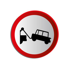 circular contour road sign with tow truck vector illustration