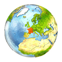 France in red on full Earth