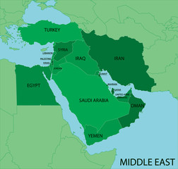 Middle East Map - Green