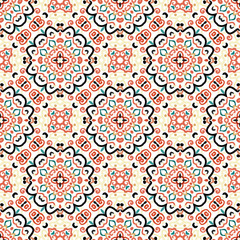 Floral Pattern Blue Brown Curve Elements