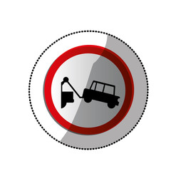 dotted sticker with sign with tow truck vector illustration