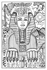 Sphinx, Egyptian mythology. Engraved fantasy illustration