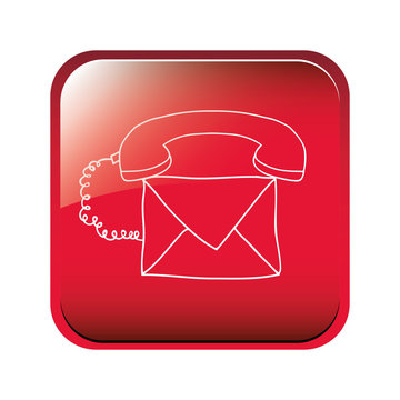 square button with phone in envelope shape . Vector illustration