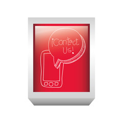 rectangle button tech smartphone with dialogue contact us vector illustration