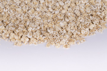 Closeup of oatmeal isolated on white.