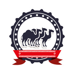 border insignia with camels and label vector illustration