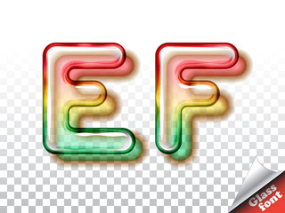 Realistic glass alphabet font