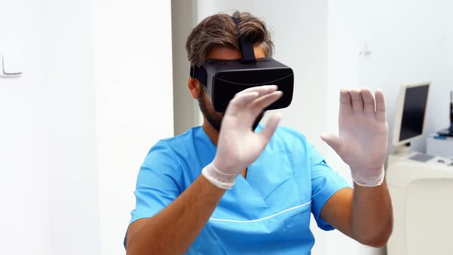 Dentist using virtual reality headset
