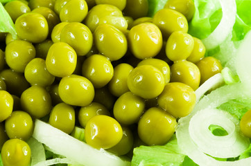 Macro view on a salad of green vegetables