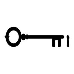 Icono plano llave con cerradura en fondo blanco