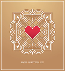 Golden heart frame for love design concept