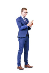 Young and confident business man isolated on white