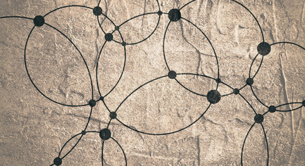 Molecule And Communication Background. Modern brochure or web banner design template. Connected lines with dots. Medical, technology, chemistry, science background. Grunge texture