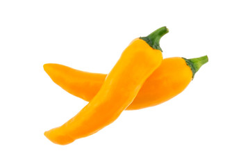 Yellow chili pepper isolated on white background.