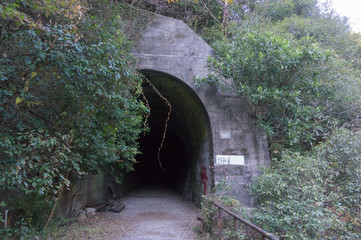 Entrance to an abandoned train tunnel. 