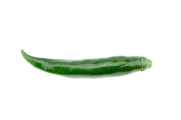 Green chili pepper isolated on white background.