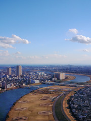 Obraz premium 江戸川上空からの風景