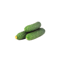 Fresh green cucumbers, isolated on white