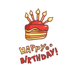 Happy Birthday. Image of the holiday cake on white background